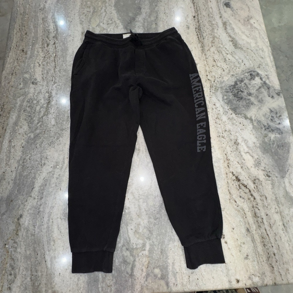 American Eagle Men's Sz XL Tall Black Sweatpants Joggers Drawstrings Athletic